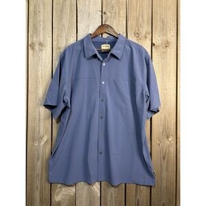 Lake & Trail Men's XXL Blue Stretch Performance Button Up Short Sleeve Shirt